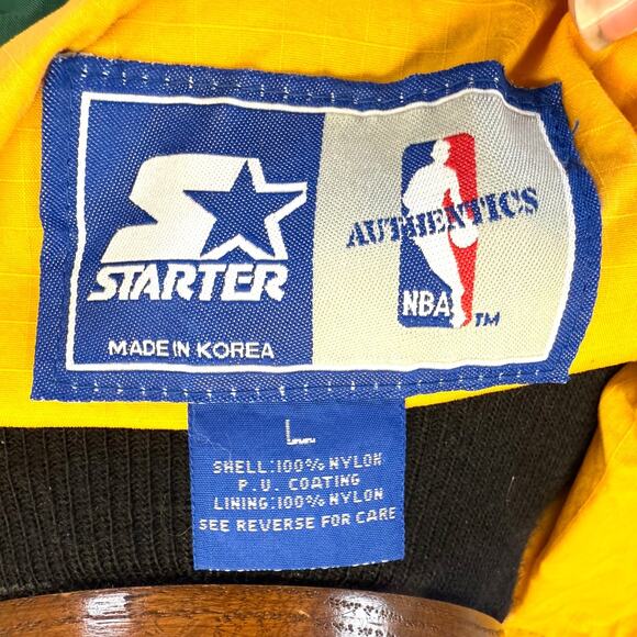 Vtg NBA Seattle Supersonics Green Gold Starter Quarter Zip Jacket Mens Lg - Picture 4 of 8